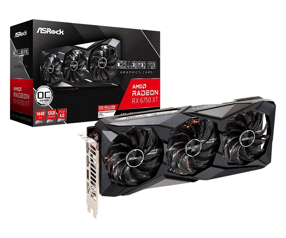 ASRock AMD Radeon RX 6750 XT Challenger Pro 12GB OC (RX6750XT CLP 12GO) kaina ir informacija | Vaizdo plokštės (GPU) | pigu.lt