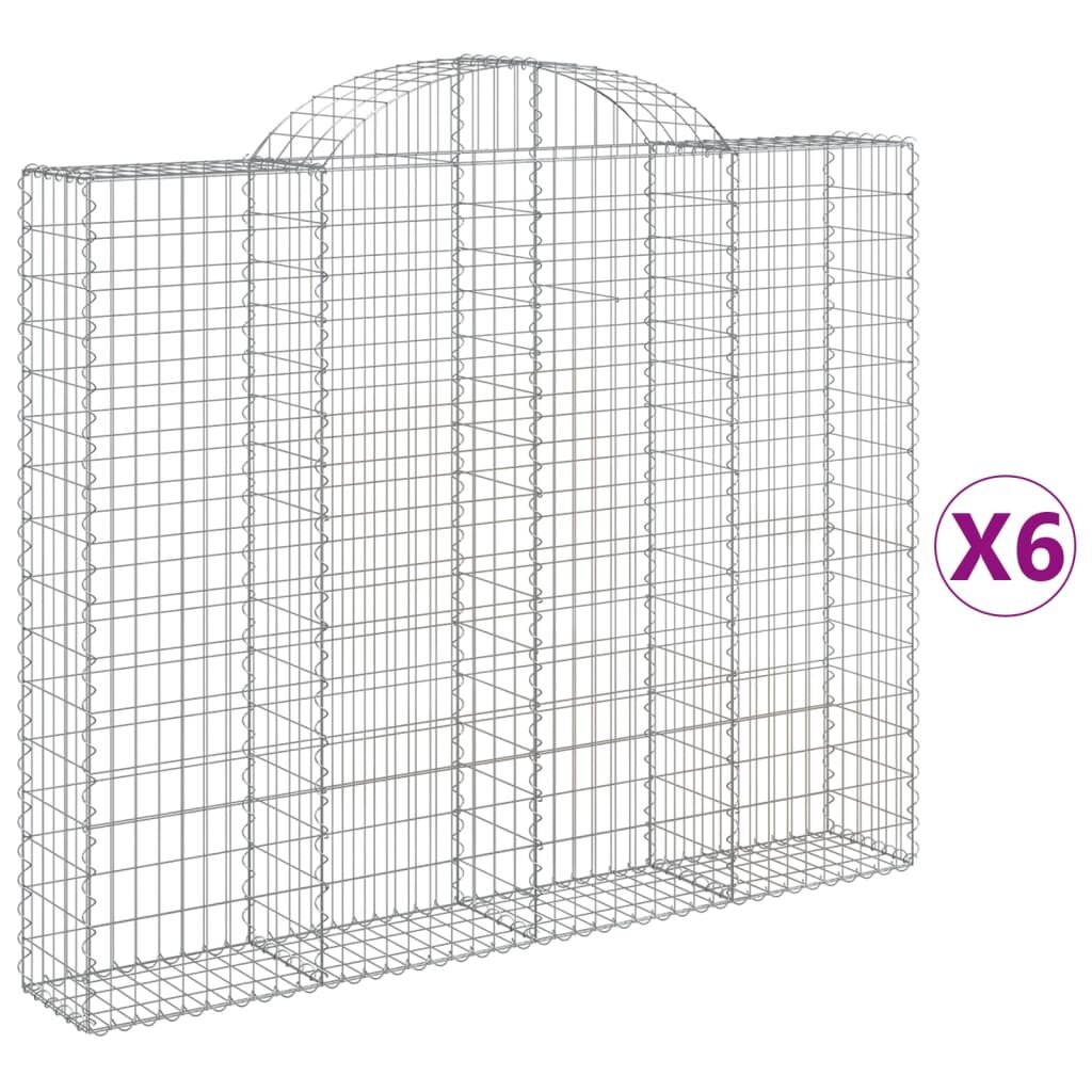 Išlenkti gabiono krepšiai vidaXL, 200x30x160/180 cm kaina ir informacija | Tvoros ir jų priedai | pigu.lt