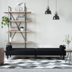 vidaXL Sofa-lova su porankiais, juodos spalvos, aksomas цена и информация | Диваны | pigu.lt