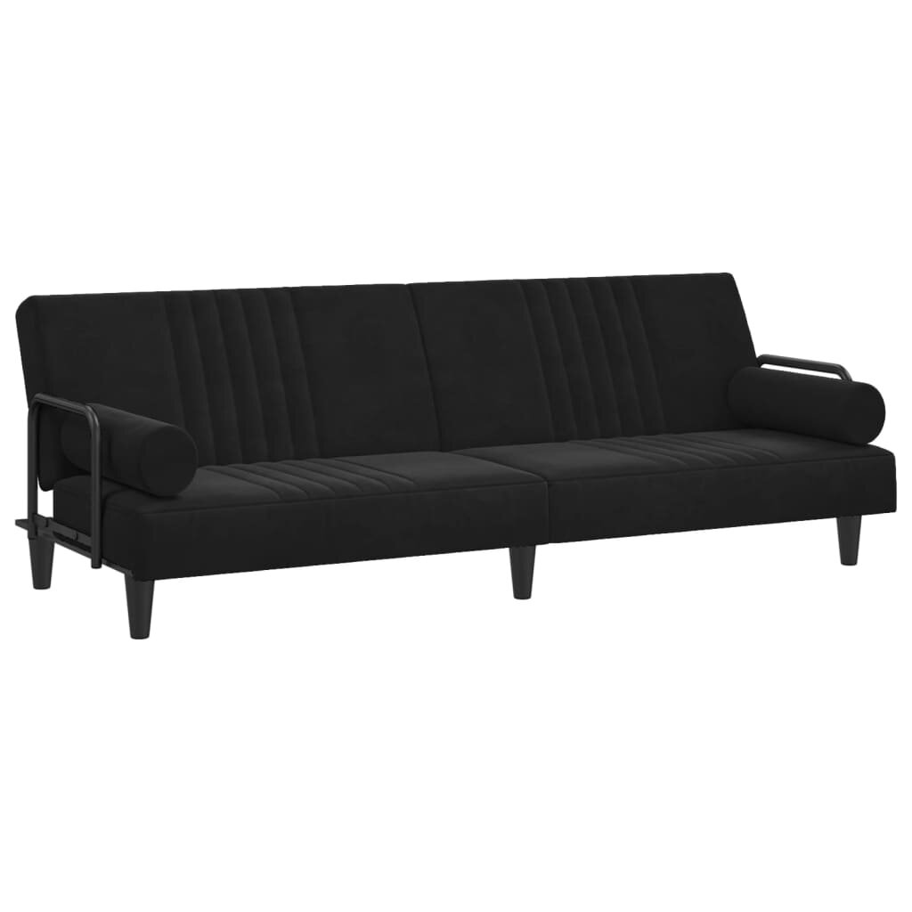 vidaXL Sofa-lova su porankiais, juodos spalvos, aksomas цена и информация | Sofos | pigu.lt