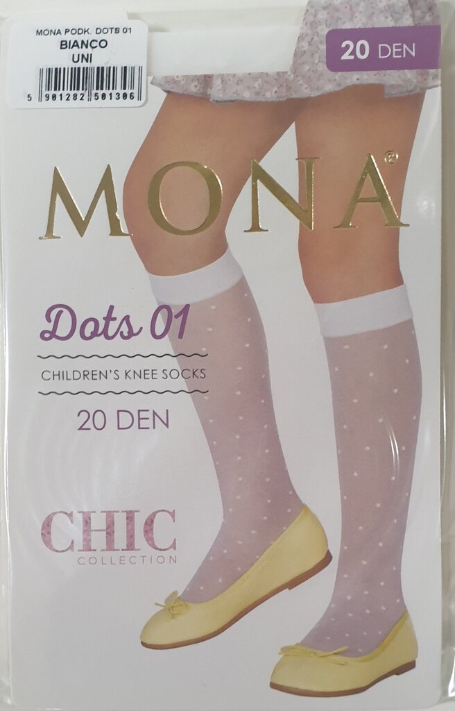 Kojinės mergaitėms Mona Dots 01, baltos, 20 DEN цена и информация | Kojinės, pėdkelnės mergaitėms | pigu.lt