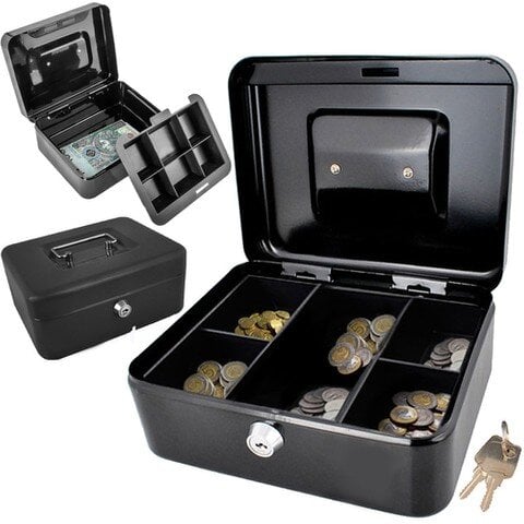 Metalinė dėžutė pinigams, 20x16x9 cm kaina ir informacija | Seifai | pigu.lt