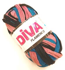 Пряжа для вязания Diva Flamenco 100г; цвет пестрый 1М14 цена и информация | Принадлежности для вязания | pigu.lt