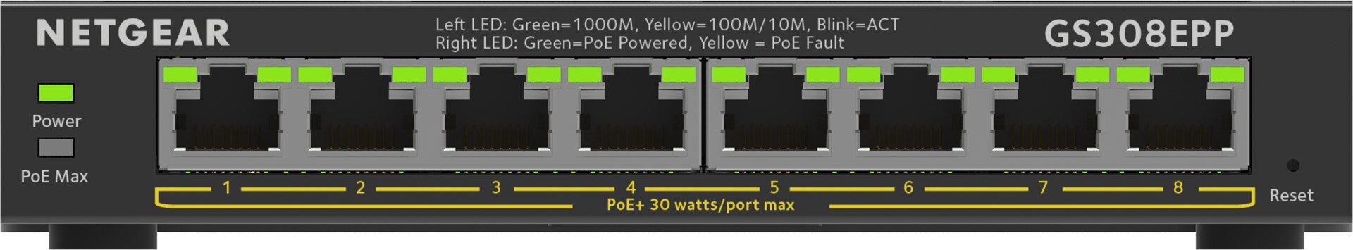 Netgear GS308EPP-100PES kaina ir informacija | Komutatoriai (Switch) | pigu.lt