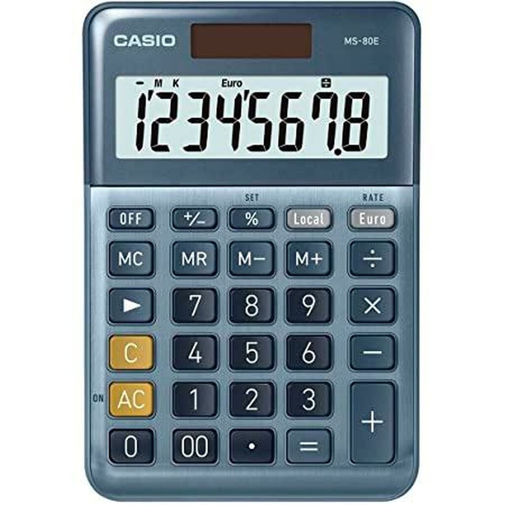 Skaičiuotuvas Casio MS-80E, mėlyna, 10 vnt kaina ir informacija | Kanceliarinės prekės | pigu.lt