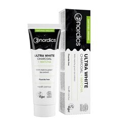 Dantų pasta Nordics Ultra White Charcoal + Matcha Toothpaste, 75 ml kaina ir informacija | Dantų šepetėliai, pastos | pigu.lt