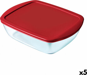 Прямоугольная коробочка для завтрака с крышкой Pyrex Cook & Store Прямоугольный 2,5 L Красный Cтекло (5 штук) цена и информация | Посуда для хранения еды | pigu.lt