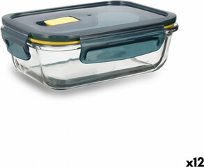Герметичная коробочка для завтрака Quid Astral Прямоугольный 640 ml Синий Cтекло (12 штук) цена и информация | Посуда для хранения еды | pigu.lt