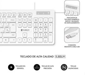 Клавиатура Subblim SUBKBC0SSK51 Белый цена и информация | Клавиатуры | pigu.lt