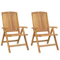 vidaXL Atlošiamos sodo kėdės, 2vnt., tikmedžio medienos masyvas kaina ir informacija | Lauko kėdės, foteliai, pufai | pigu.lt