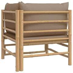 vidaXL Kampinė sodo sofos dalis su taupe pagalvėlėmis, bambukas kaina ir informacija | Lauko kėdės, foteliai, pufai | pigu.lt