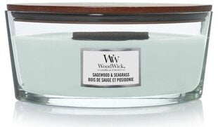 Ароматическая свеча WoodWick Ellipse Sagewood &amp; Seagrass 453,6 г цена и информация | Подсвечники, свечи | pigu.lt