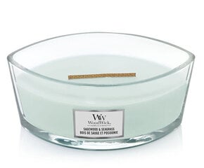 Ароматическая свеча WoodWick Ellipse Sagewood &amp; Seagrass 453,6 г цена и информация | Подсвечники, свечи | pigu.lt