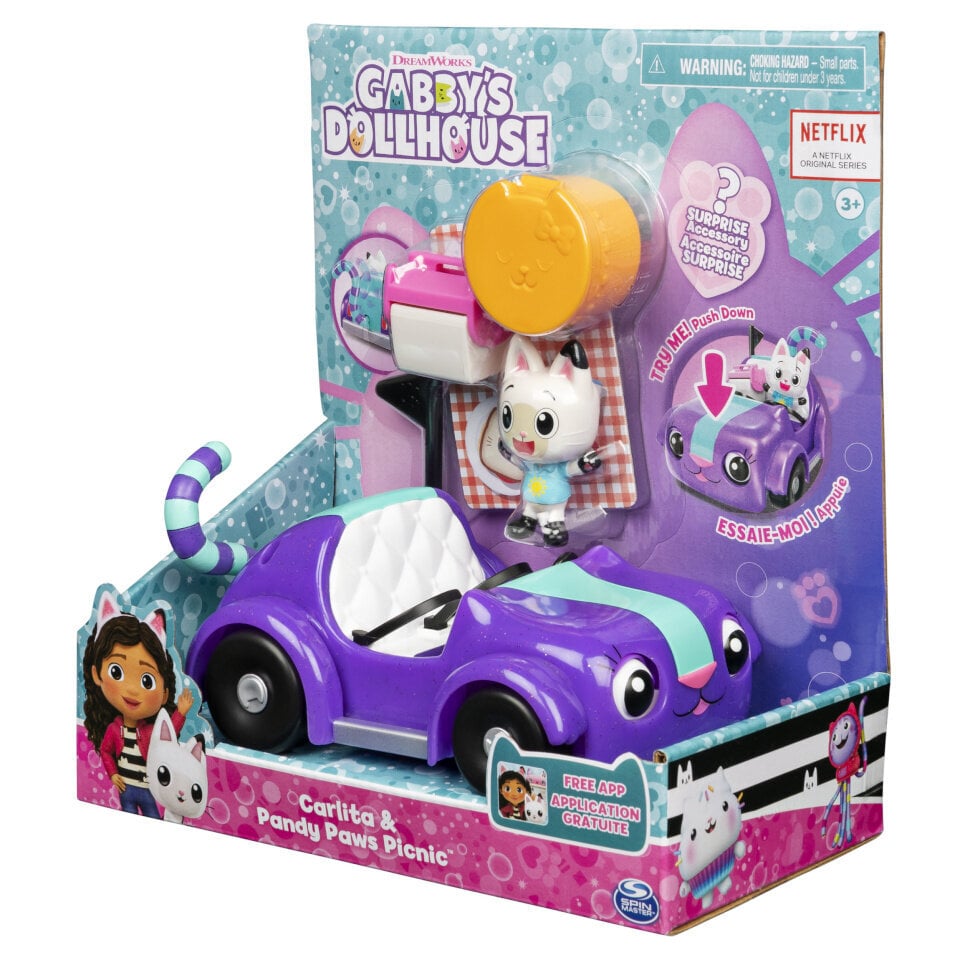Gyvūnėlis su automobiliu Gabby's Cat Dollhouse Kicifura ir Panda Picnic Car цена и информация | Žaislai berniukams | pigu.lt