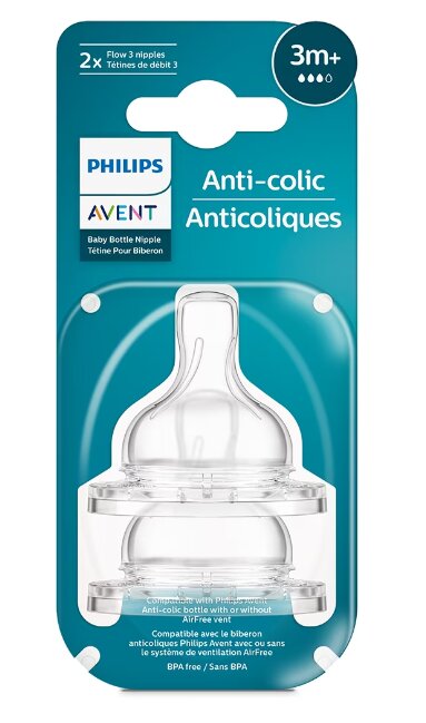 Žindukas Philips Avent Anti-Colic SCY763/02, 3 mėn+, 2 vnt. цена и информация | Buteliukai kūdikiams ir jų priedai | pigu.lt