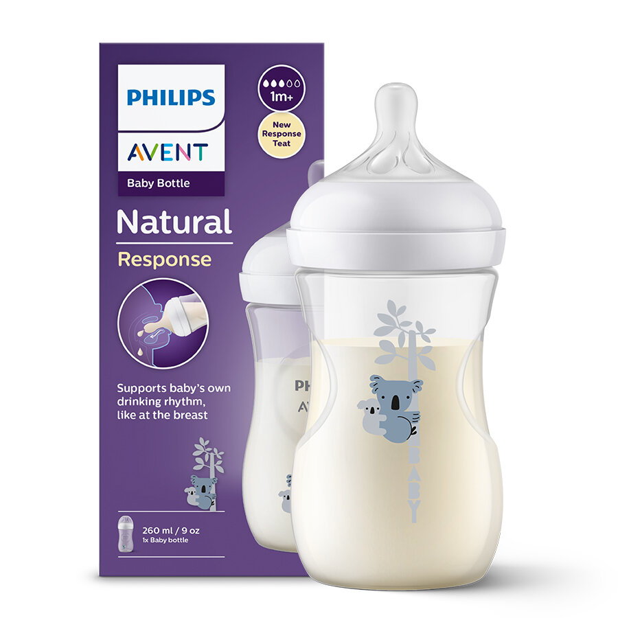 Buteliukas Philips Avent Natural Response Koala SCY903/67, 1+ mėn, 260 ml kaina ir informacija | Buteliukai kūdikiams ir jų priedai | pigu.lt