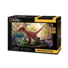 3D dėlionė Cubic Fun National Geographic Velociraptorius, 63 d. kaina ir informacija | Konstruktoriai ir kaladėlės | pigu.lt