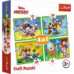 Dėlionių rinkinys Trefl Peliukas Mikis (Mickey Mouse) 12+15+20+24 det kaina ir informacija | Dėlionės (puzzle) | pigu.lt