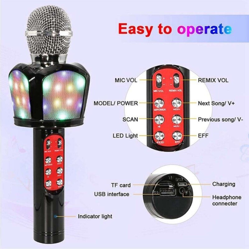 Karaoke bluetooth mikrofonas kaina ir informacija | Mikrofonai | pigu.lt