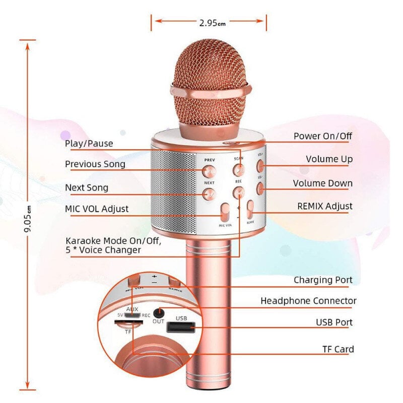 Karaoke bluetooth mikrofonas kaina ir informacija | Mikrofonai | pigu.lt