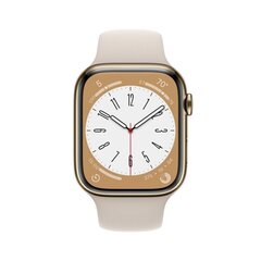 Apple Watch Series 8 GPS + Cellular 45mm Gold Stainless Steel Case ,Starlight Sport Band - MNKM3UL/A цена и информация | Смарт-часы (smartwatch) | pigu.lt