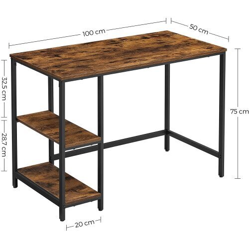 Rašomasis stalas Vasagle LWD046B01, rudas kaina ir informacija | Kompiuteriniai, rašomieji stalai | pigu.lt