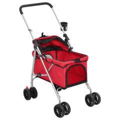 Sulankstomas vežimėlis šunims vidaXL, raudonas, 76 x 50 x 100 cm цена и информация | Переноски, сумки | pigu.lt
