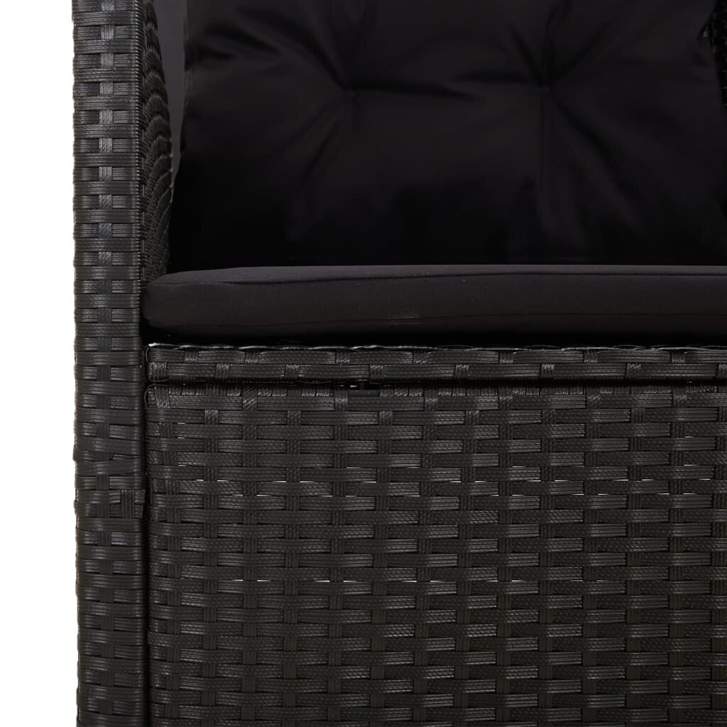 vidaXL Sodo suoliukas su pagalvėlėmis, juodas, 118cm, poliratanas kaina ir informacija | Lauko suolai | pigu.lt
