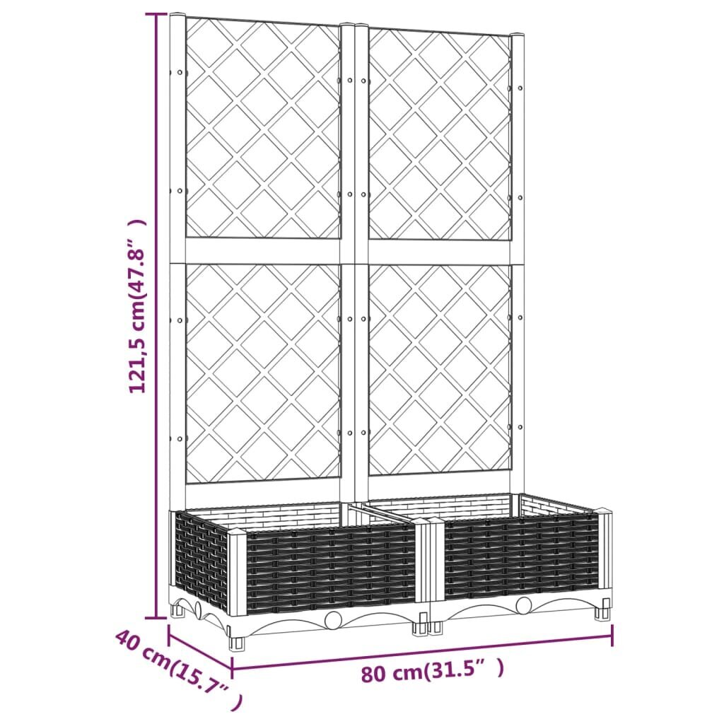 Sodo lovelis su treliažu vidaXL, baltas, 80x40x121,5cm kaina ir informacija | Vazonai | pigu.lt