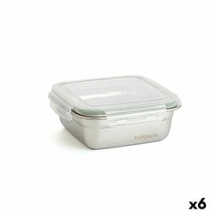 Герметичная коробочка для завтрака Bidasoa Theo 15,3 x 15,3 x 6,3 cm Серебристый 750 ml Металл (6 штук) цена и информация | Посуда для хранения еды | pigu.lt