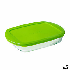 Прямоугольная коробочка для завтрака с крышкой Pyrex Prep & Store Зеленый 28 x 20 cm 1,6 L Cтекло (5 штук) цена и информация | Посуда для хранения еды | pigu.lt