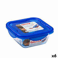 Герметичная коробочка для завтрака Pyrex Cook & Go 16,7 x 16,7 x 7 cm Синий 850 ml Cтекло (6 штук) цена и информация | Посуда для хранения еды | pigu.lt