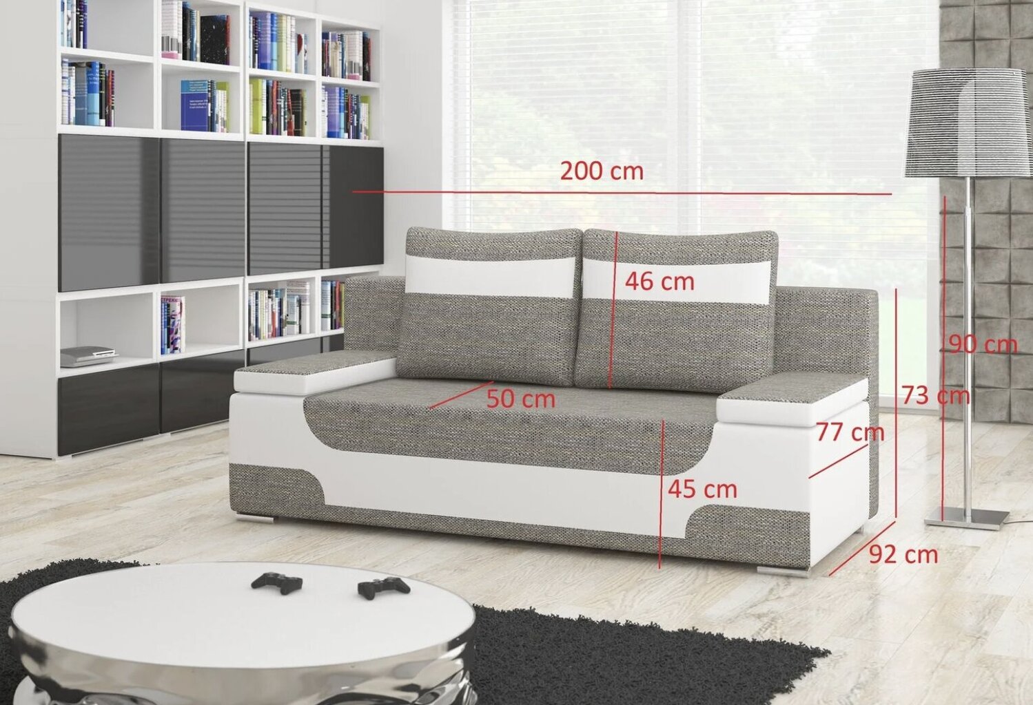 Sofa Area, juoda/balta цена и информация | Sofos | pigu.lt