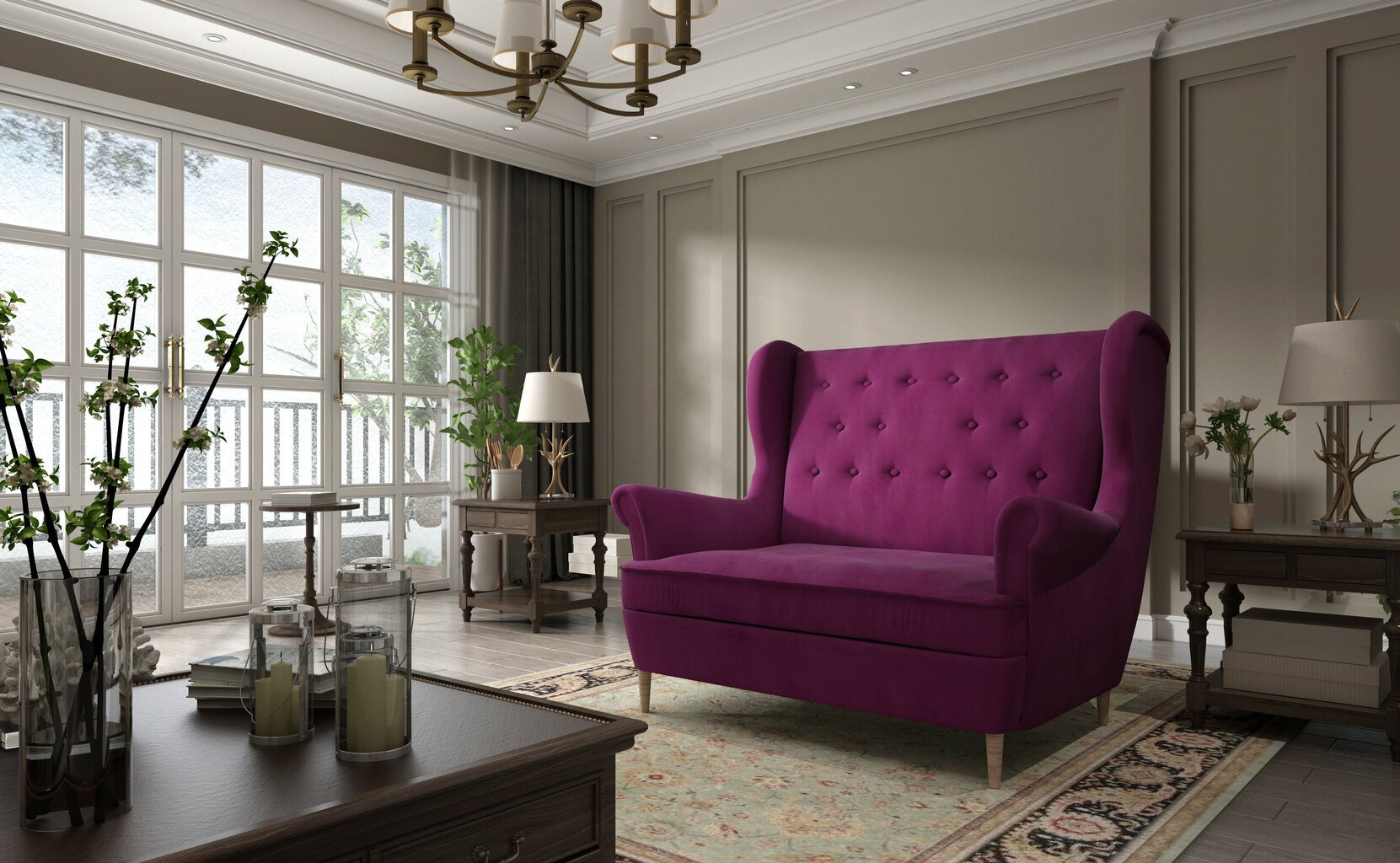 Sofa Aros, violetinė цена и информация | Sofos | pigu.lt