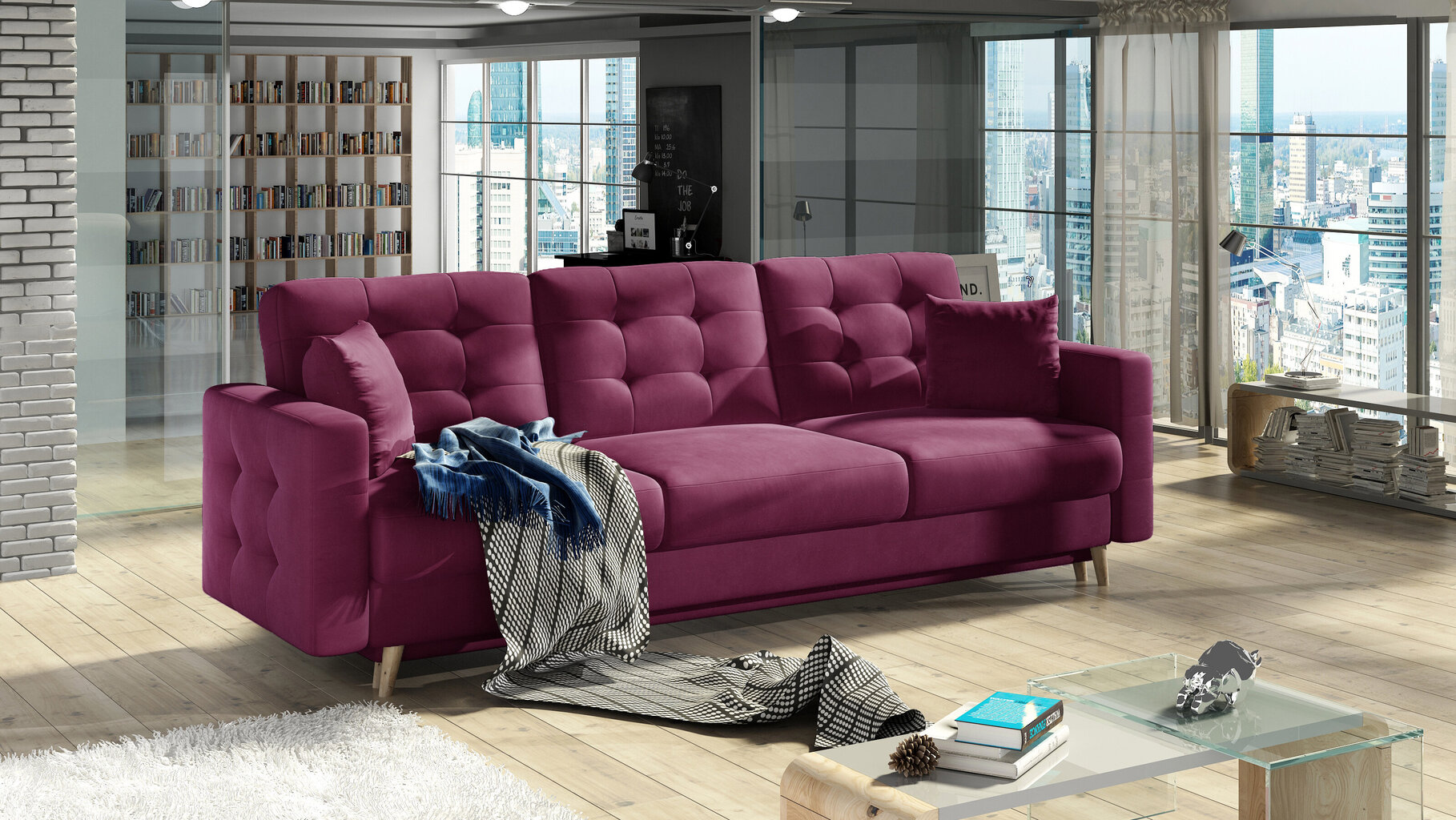 Sofa Asgard, 235x95x86 cm, violetinė kaina ir informacija | Sofos | pigu.lt