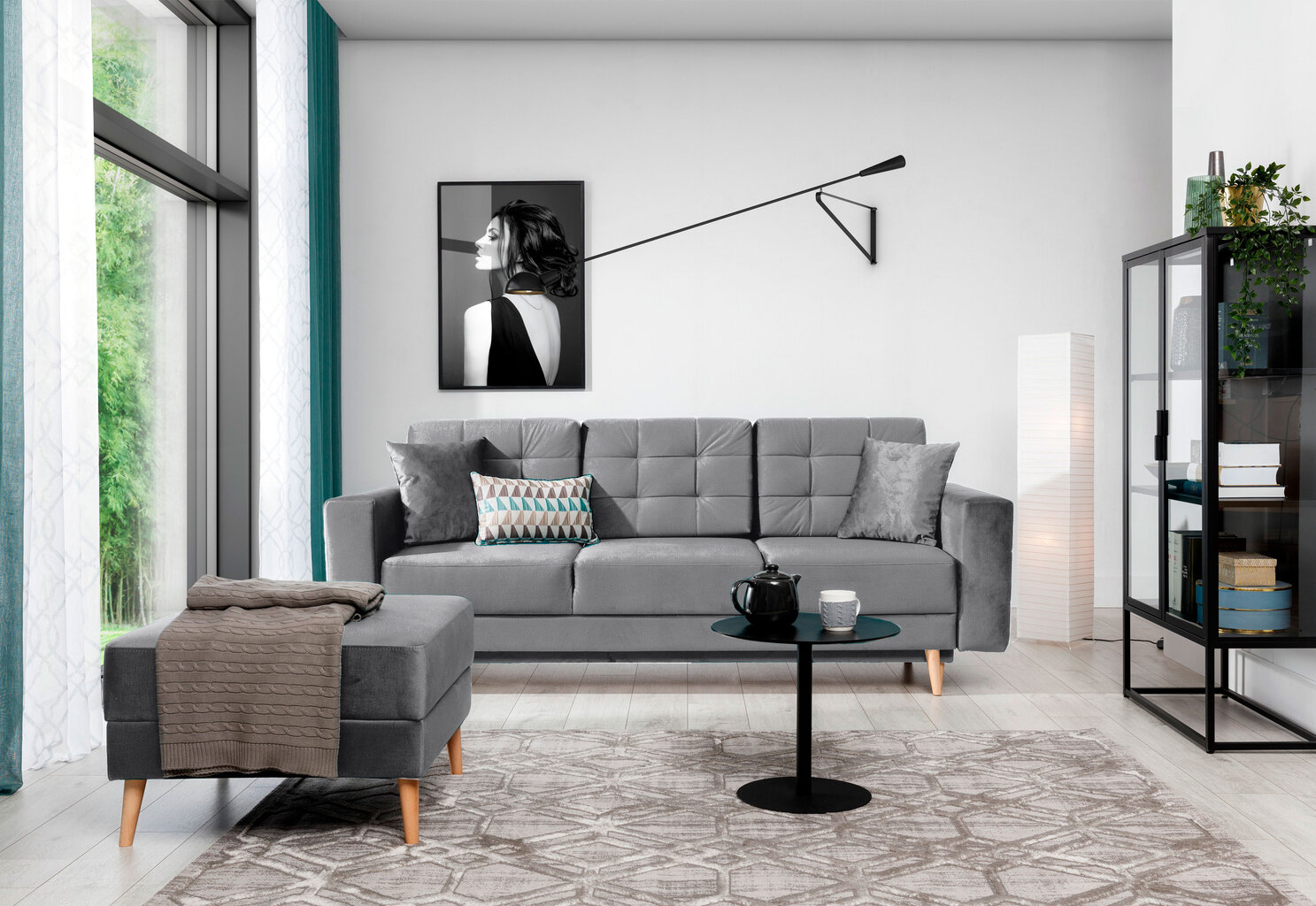 Sofa Asgard, 235x95x86 cm, pilka kaina ir informacija | Sofos | pigu.lt