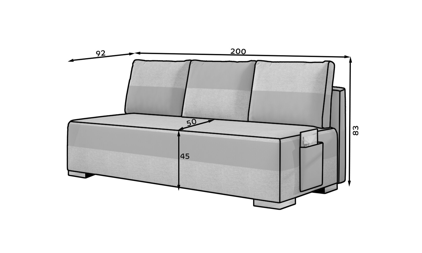 Sofa Atila, geltona/pilka kaina ir informacija | Sofos | pigu.lt