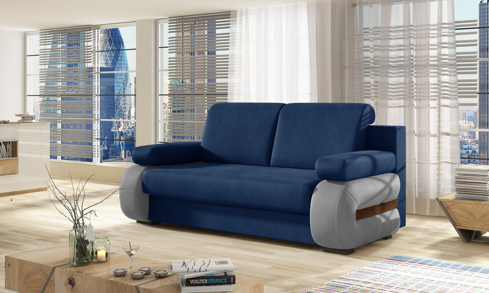 Sofa Laura, mėlyna/pilka цена и информация | Sofos | pigu.lt