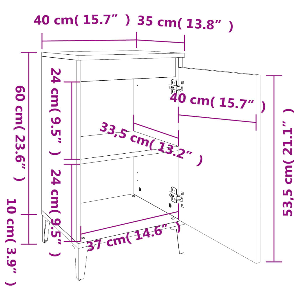 vidaXL Naktinė spintelė, betono pilka, 40x35x70cm, apdirbta mediena kaina ir informacija | Spintelės prie lovos | pigu.lt