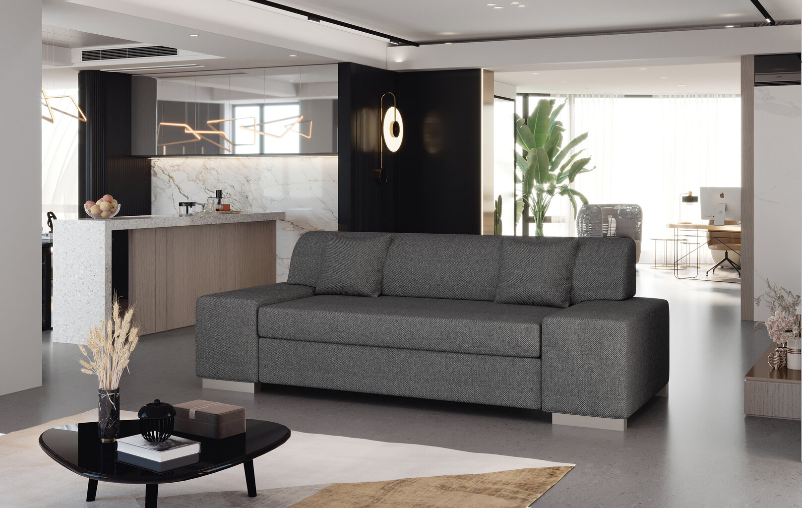 Sofa Porto 3, 210x90x98 cm, pilka цена и информация | Sofos | pigu.lt