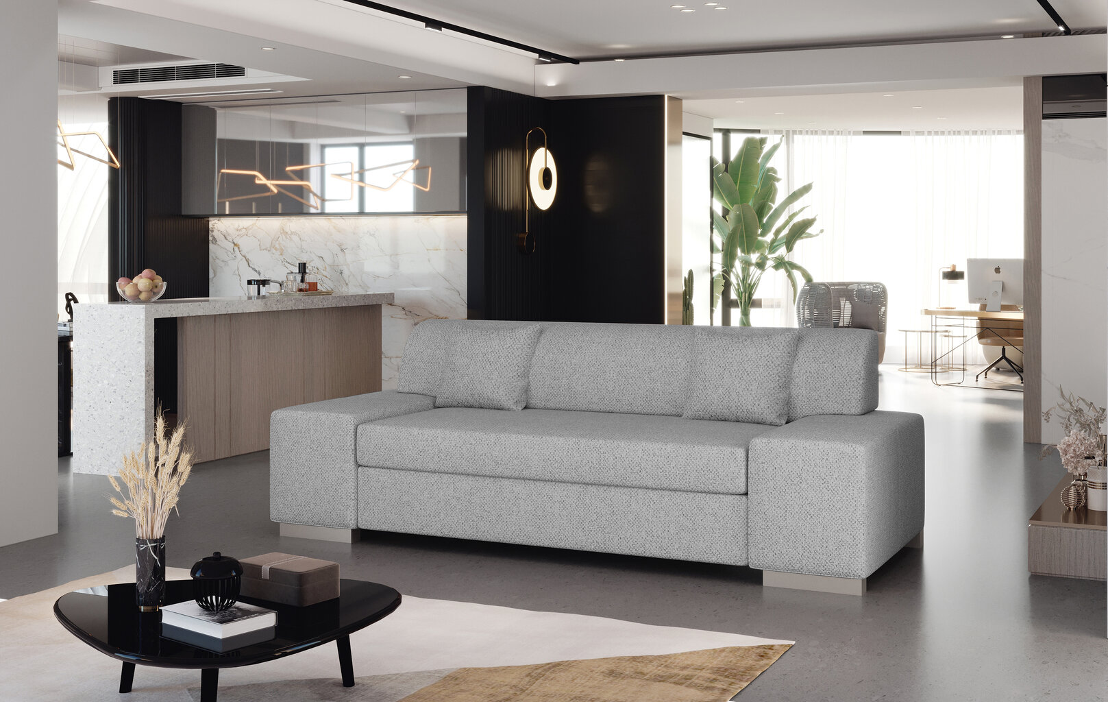 Sofa Porto 3, 210x90x98 cm, pilka цена и информация | Sofos | pigu.lt