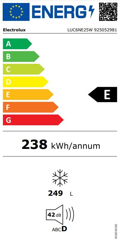 Electrolux LUC6NE25W kaina ir informacija | Šaldikliai, šaldymo dėžės | pigu.lt