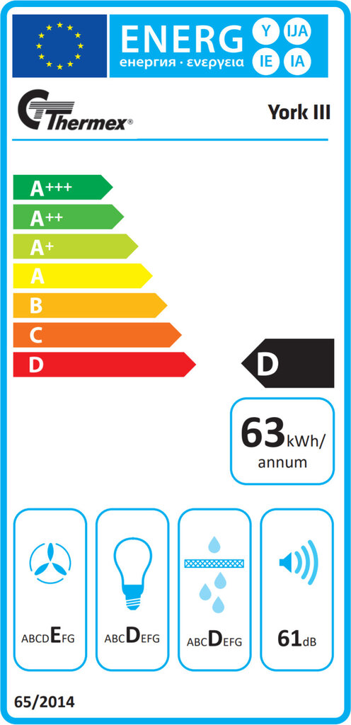 Thermex York III Standard kaina ir informacija | Gartraukiai | pigu.lt