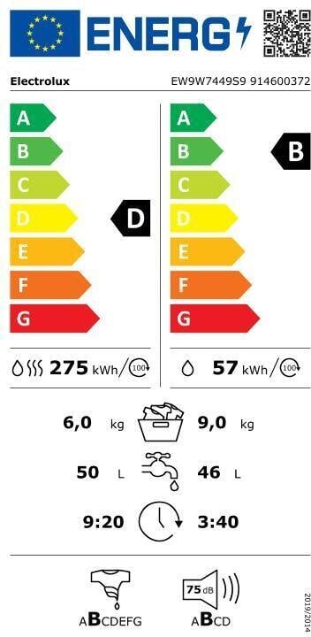 Electrolux EW9W7449S9 цена и информация | Skalbimo mašinos | pigu.lt