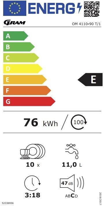 Gram OM 4110-90 T/1 kaina ir informacija | Indaplovės | pigu.lt