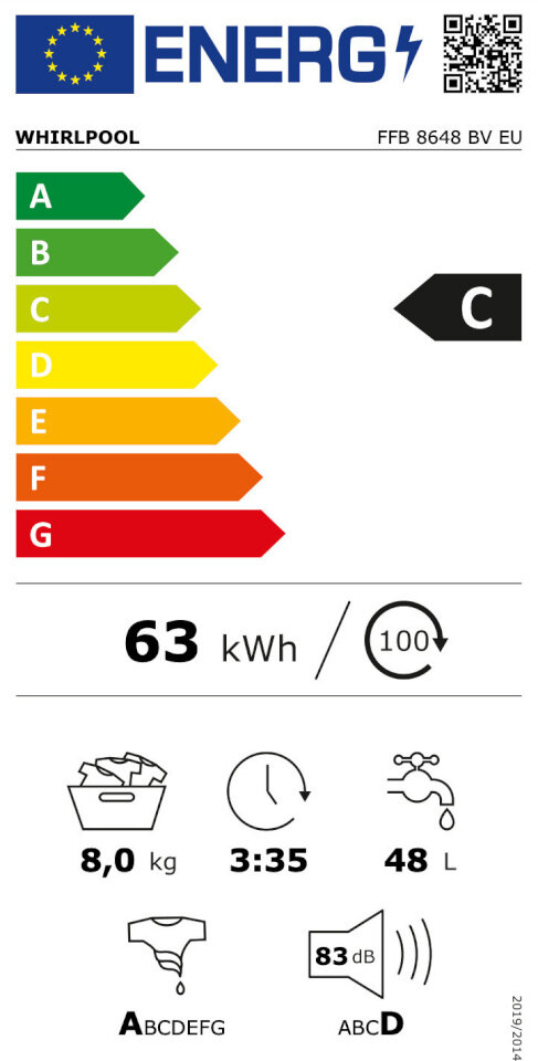 Whirlpool FFB 8648 BV EU kaina ir informacija | Skalbimo mašinos | pigu.lt