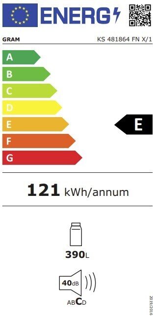Gram KS 481864 FN X/1 kaina ir informacija | Šaldytuvai | pigu.lt