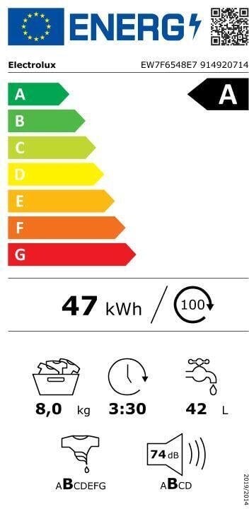 Electrolux EW7F6548E7 цена и информация | Skalbimo mašinos | pigu.lt