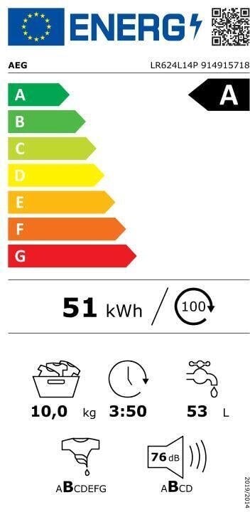 AEG LR624L14P kaina ir informacija | Skalbimo mašinos | pigu.lt