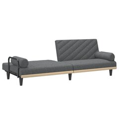 vidaXL Sofa-lova su porankiais, tamsiai pilkos spalvos, audinys цена и информация | Диваны | pigu.lt